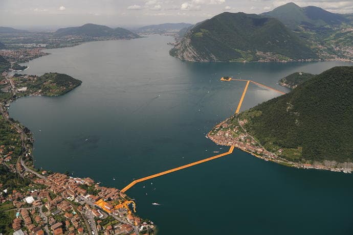 &quot;The Floating Piers,&quot; by Christo and Jeanne-Claude, Lake Iseo, Italy, 2016. (Wolfgang Volz/Christo)