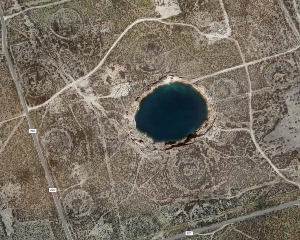One of the two sinkholes near Wink, Texas. (Google Images)