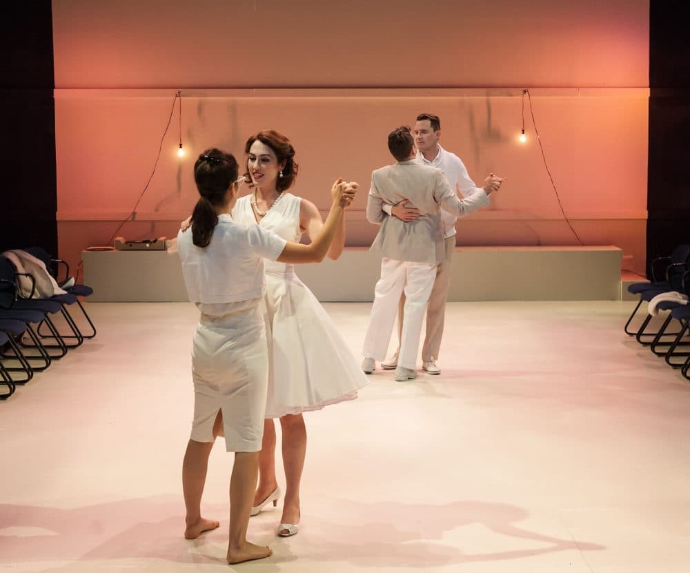 Susannah Millonzi, Kelley Curran, Tom O'Keefe and Eric Tucker in Bedlam's "What You Will." (A.R. Sinclair Photography)