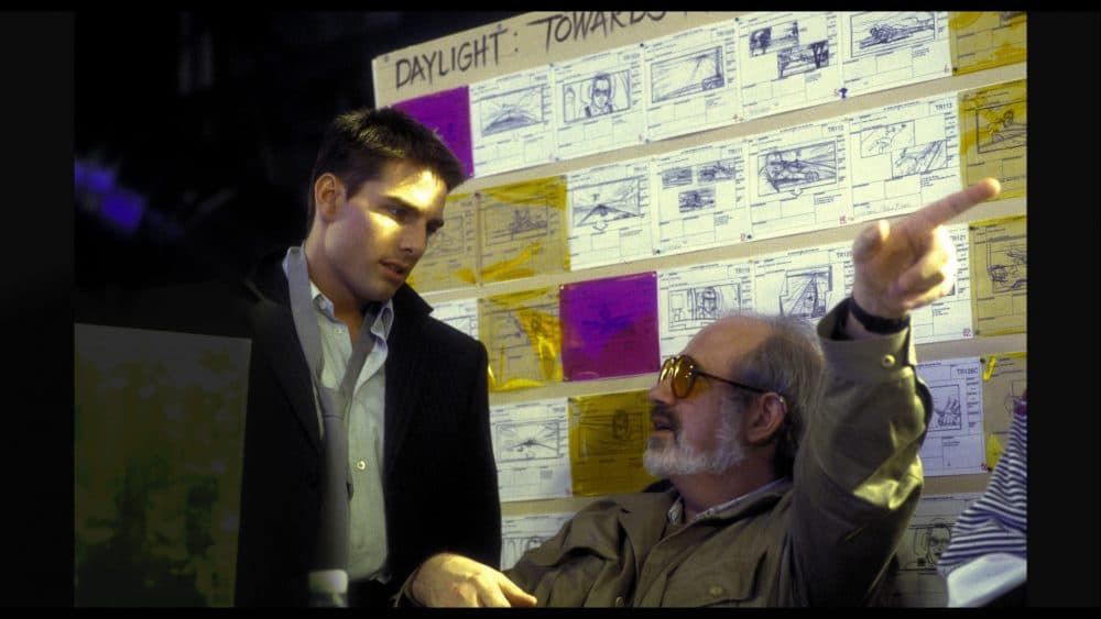 Tom Cruise and Brian De Palma on set of "Mission: Impossible." (Courtesy A24)