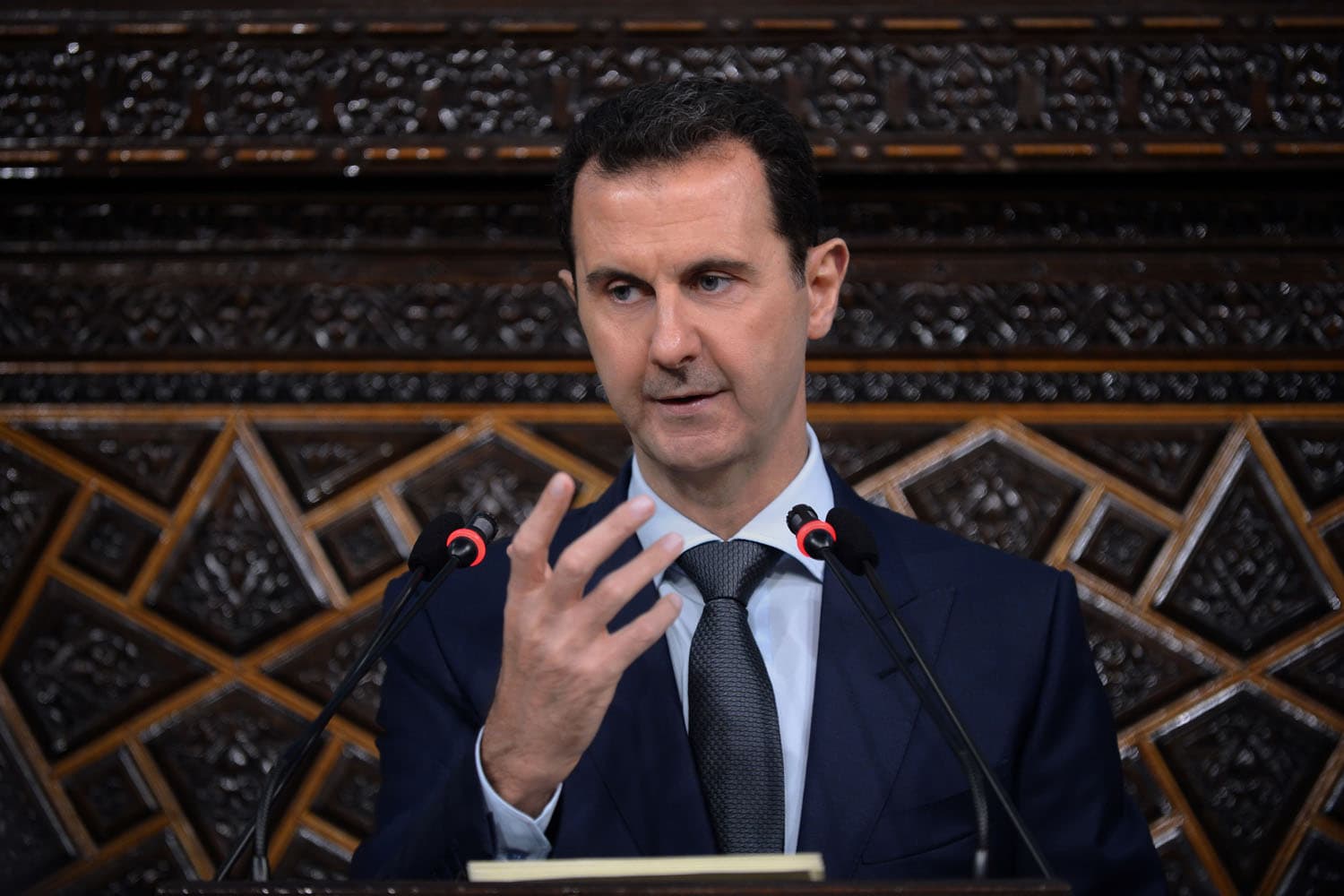 Syrian President Bashar Assad speaks in Damascus, Syria, Tuesday, June 7, 2016.(SANA / AP)