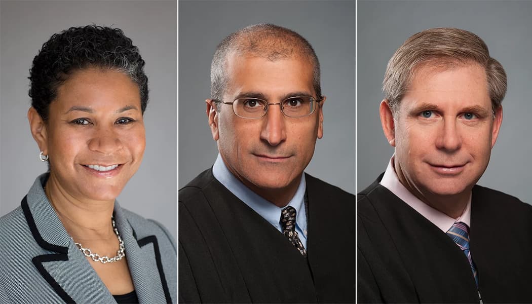 From left: Judges Kimberly Budd, Frank Gaziano and David Lowy (Courtesy of the governor's office)