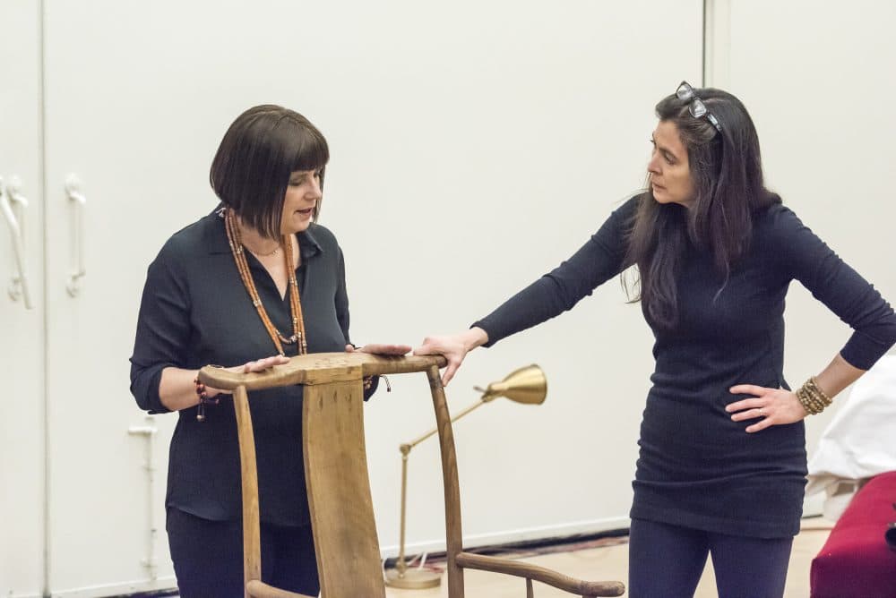 Eve Ensler talking with A.R.T. artistic director Diane Paulus in a rehearsal for &quot;In the Body of the World.&quot; (Courtesy Ashley Garrett/A.R.T.)