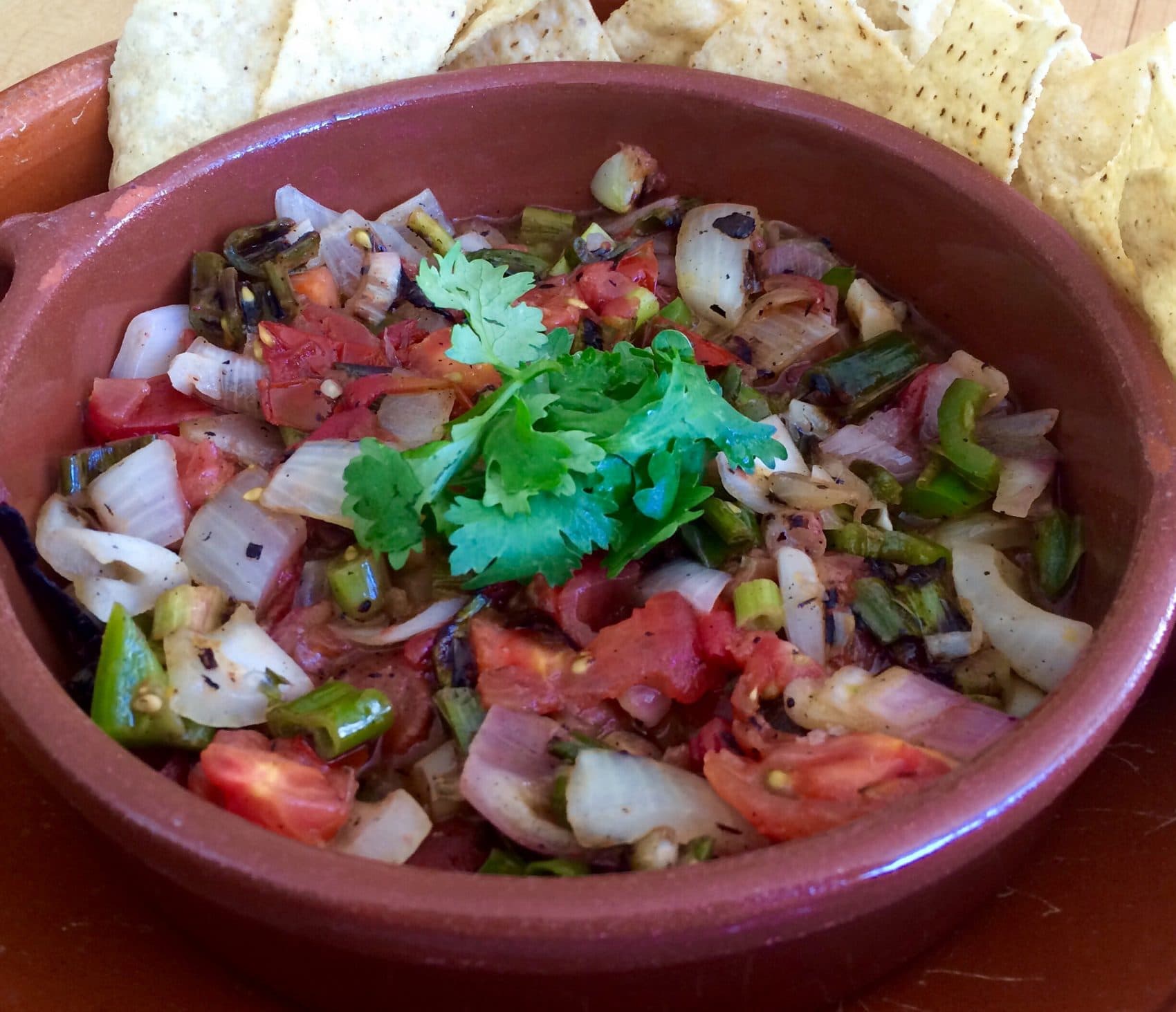 Kathy's grilled tomato and onion salsa. (Kathy Gunst for Here &amp; Now)