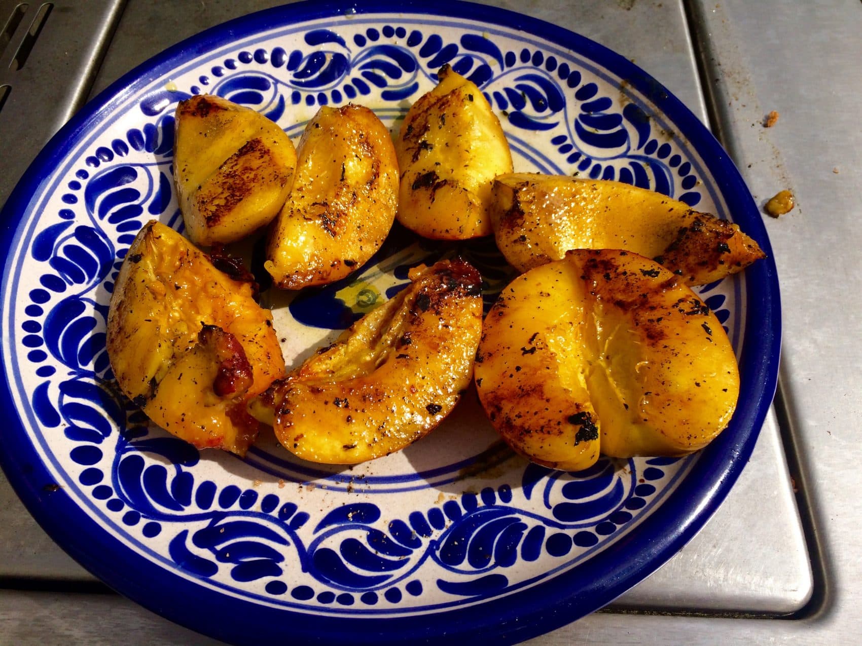 Kathy's grilled honey peaches. (Kathy Gunst for Here &amp; Now)