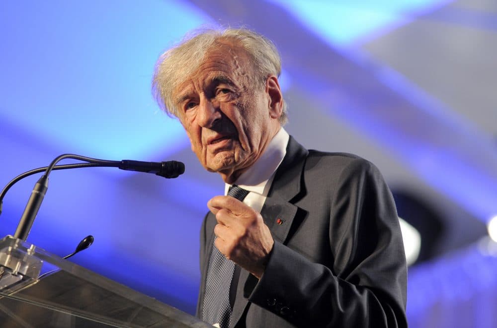 Elie Wiesel, founding chairman of the US Holocaust Memorial Museum, speaks during a ceremony to celebrate the museum's 20th anniversary in Washington, DC on April 29. 2013. (JEWEL SAMAD/AFP/Getty Images)