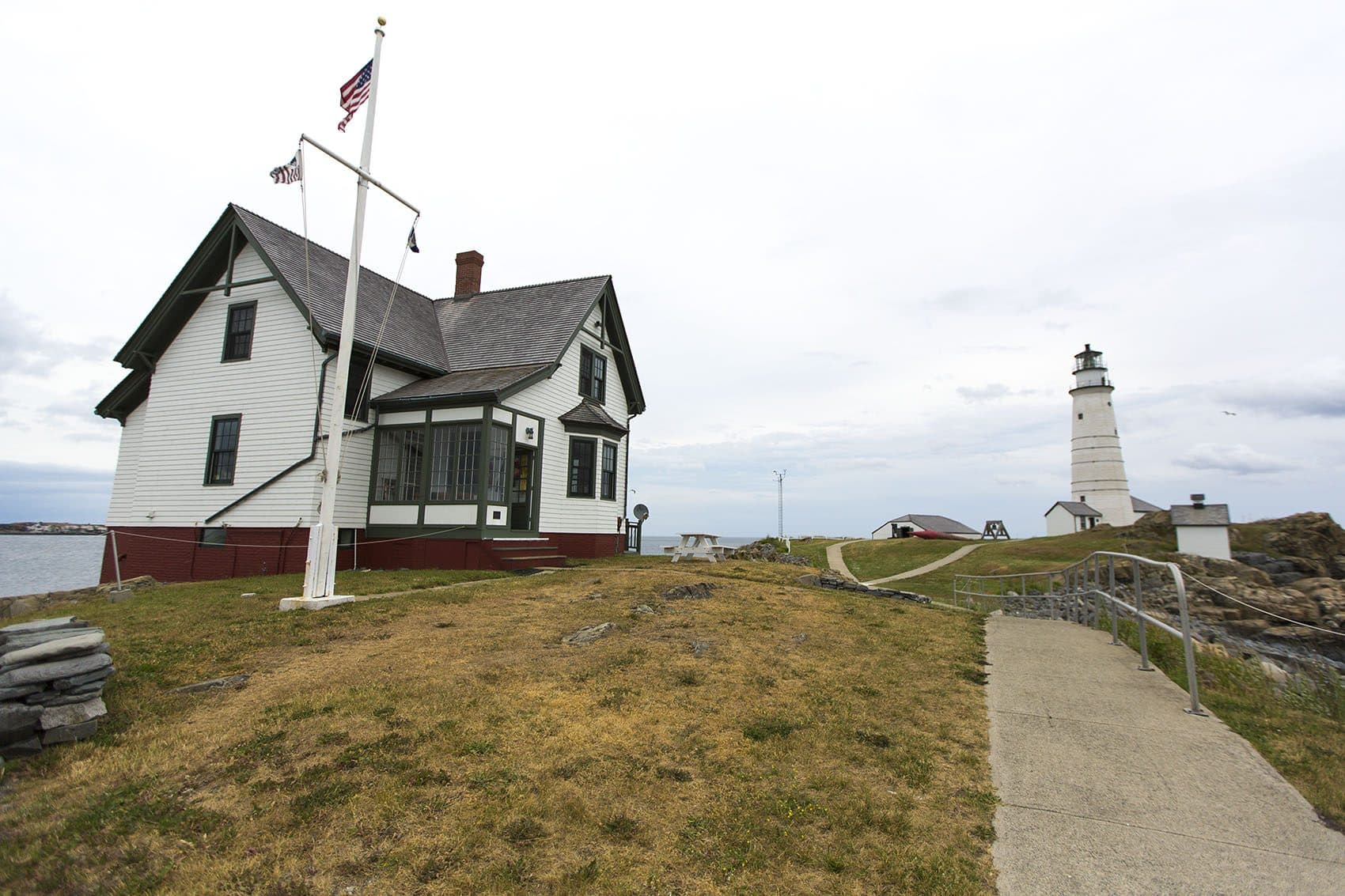 Boston Light is located on Little Brewster Island in Boston Harbor. (Jesse Costa/WBUR)