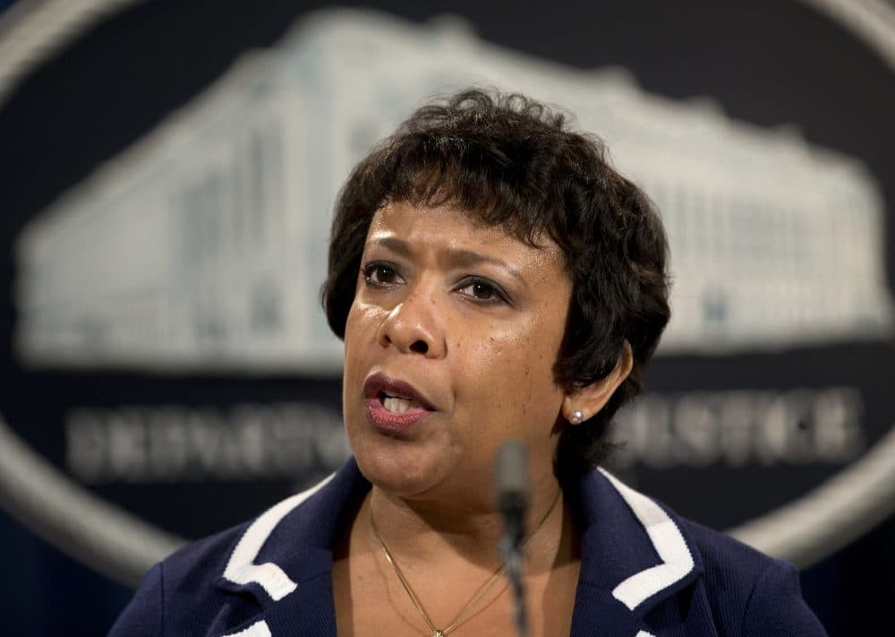 Attorney General Loretta Lynch speaks about recent shootings, Friday, July 8, 2016, at the Justice Department Washington. Lynch said the Dallas police shootings were &quot;an unfathomable tragedy&quot; in a week of &quot;profound heartbreak and loss,&quot; but violence is not the answer. (Carolyn Kaster/AP)