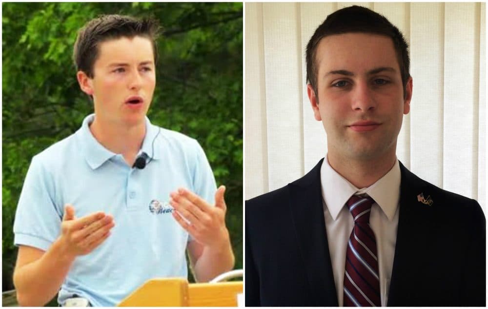 Trevor Doiron (on the left), 17, from Maine, is the youngest Democrat. Jace Laquerre (on the right), also 17, from Vermont, is the youngest Republican. (Courtesy of the delegates)