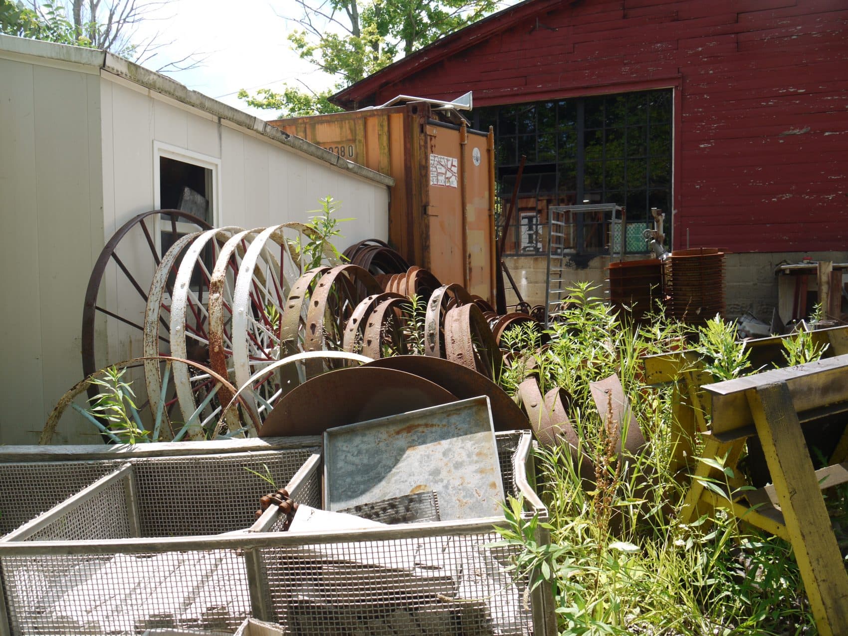 The yard behind the Cleveland Art glassblowing shop. (Alex Ashlock/Here &amp; Now)