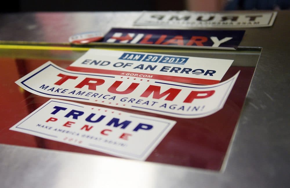 Campaign memorabilia seen prior to the start of the fourth day of the Republican National Convention on July 21, 2016 at the Quicken Loans Arena in Cleveland, Ohio. (Jeff Swensen/Getty Images)