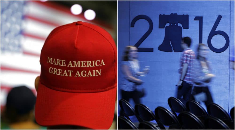 The conventions in Cleveland and Philadelphia have a few things in common -- along with some key differences. (AP)