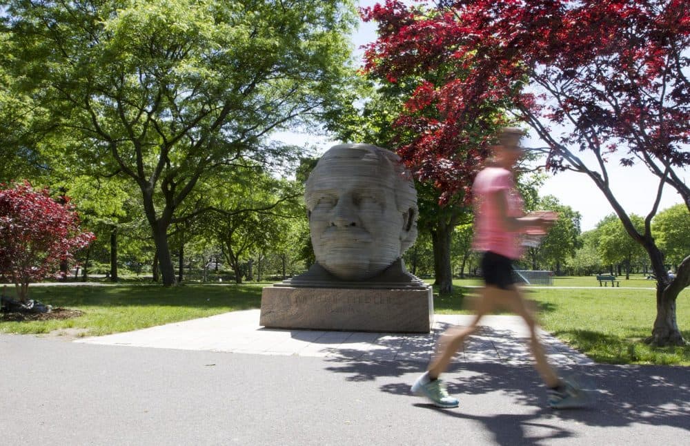 Arthur Fiedler Musician sculpture on Esplanade, Boston. (Joe Difazio for WBUR)