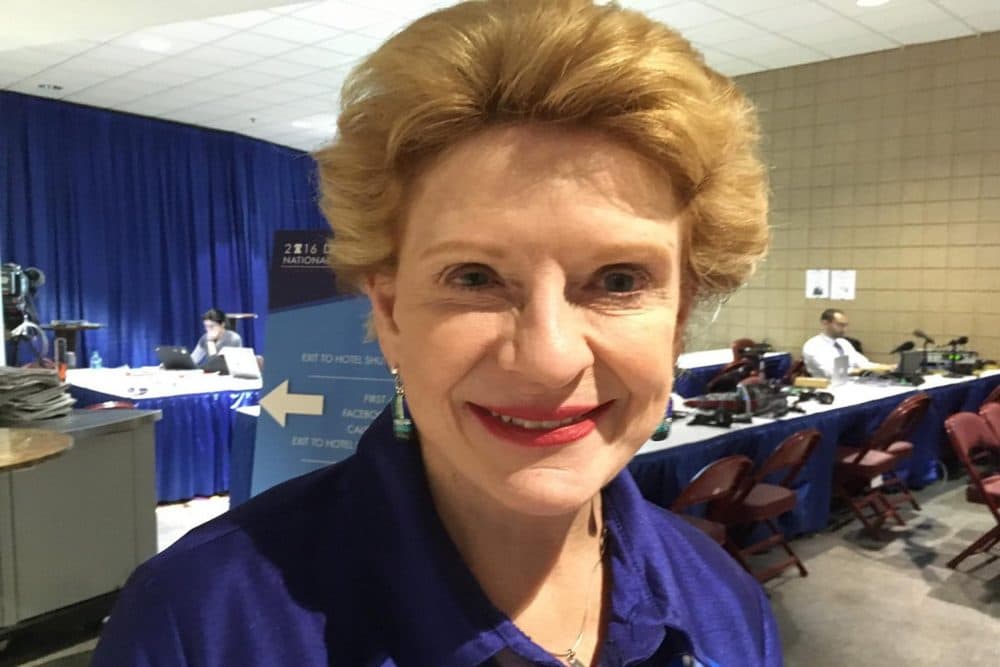 Sen. Debbie Stabenow (D-MI) at the WBUR section of the Democratic National Convention's Radio Row in Philadelphia. (Alex Ashlock/WBUR)