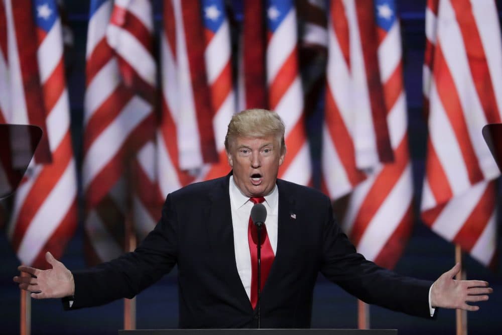 Republican Presidential candidate Donald Trump accepts his nomination the final day of the RNC in Cleveland. (J. Scott Applewhite/AP)