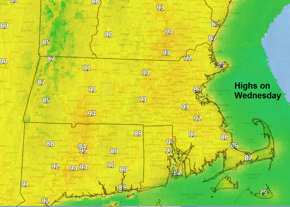 High temperatures predicted for this afternoon. (Dave Epstein/WBUR)
