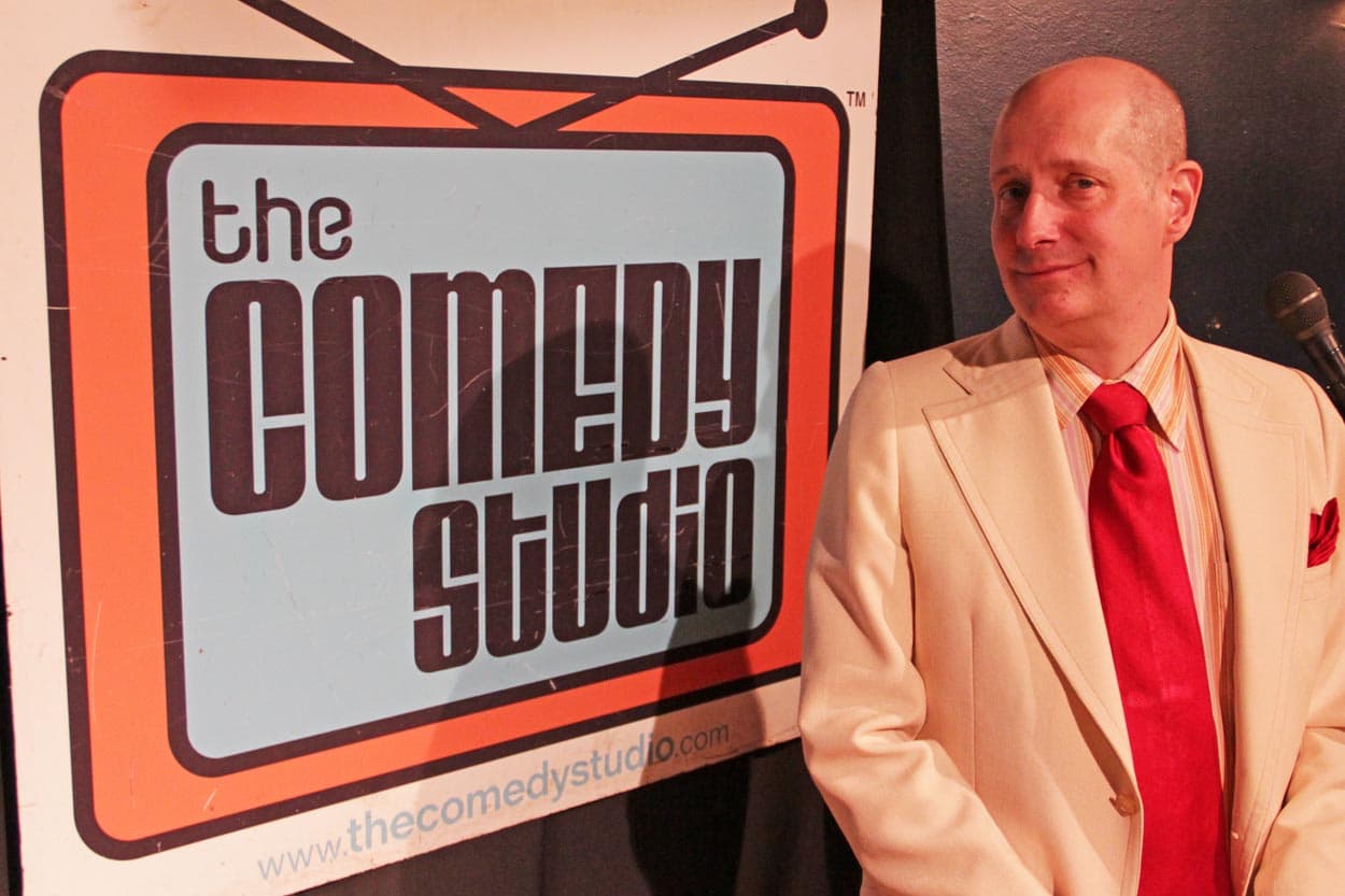 Rick Jenkins has run The Comedy Studio, on the third floor of the Hong Kong restaurant in Harvard Square, for 20 years. (Andrea Shea/WBUR)