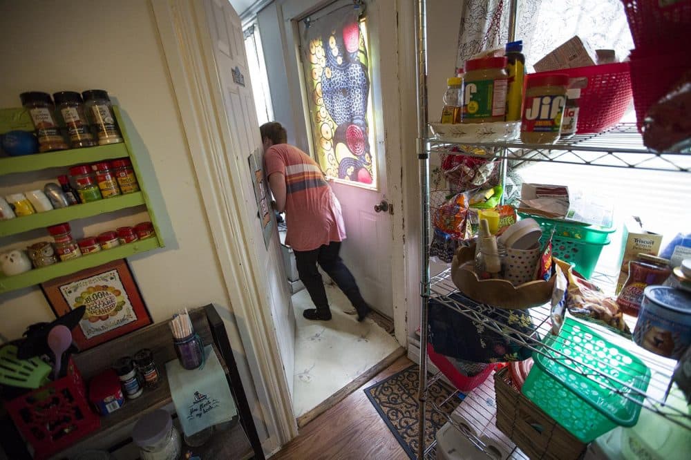 Jaclyn Dinan's 13-year-old son retreats to his room after arriving home from school. (Jesse Costa/WBUR)