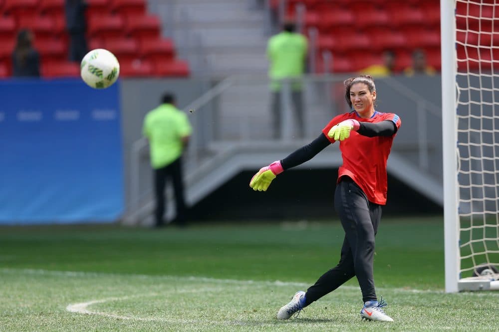 Goalkeeper Hope Solo was banned from the USWNT for six months for calling the Swedish national team &quot;a bunch of cowards.&quot; (Celso Junior/Getty Images)