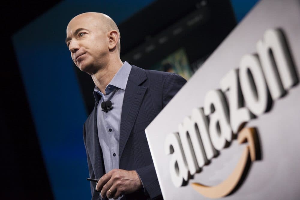 Amazon.com founder and CEO Jeff Bezos presents the company's first smartphone, the Fire Phone, on June 18, 2014 in Seattle, Washington. (David Ryder/Getty Images)
