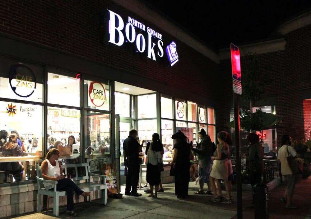 Customers line up outside of Porter Square Books in Cambridge for the midnight release of &quot;Harry Potter and the Cursed Child.&quot; (Pete Christmann for WBUR)