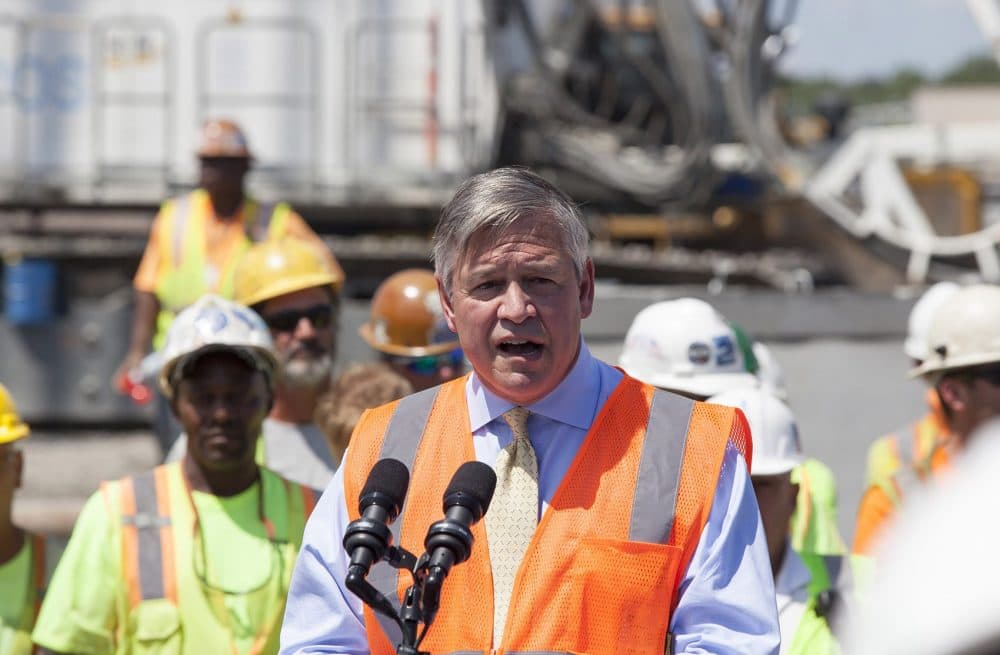 Robert DeSalvio, president of the Wynn Casino, at the ground breaking on Thursday. (Joe Difazio for WBUR)