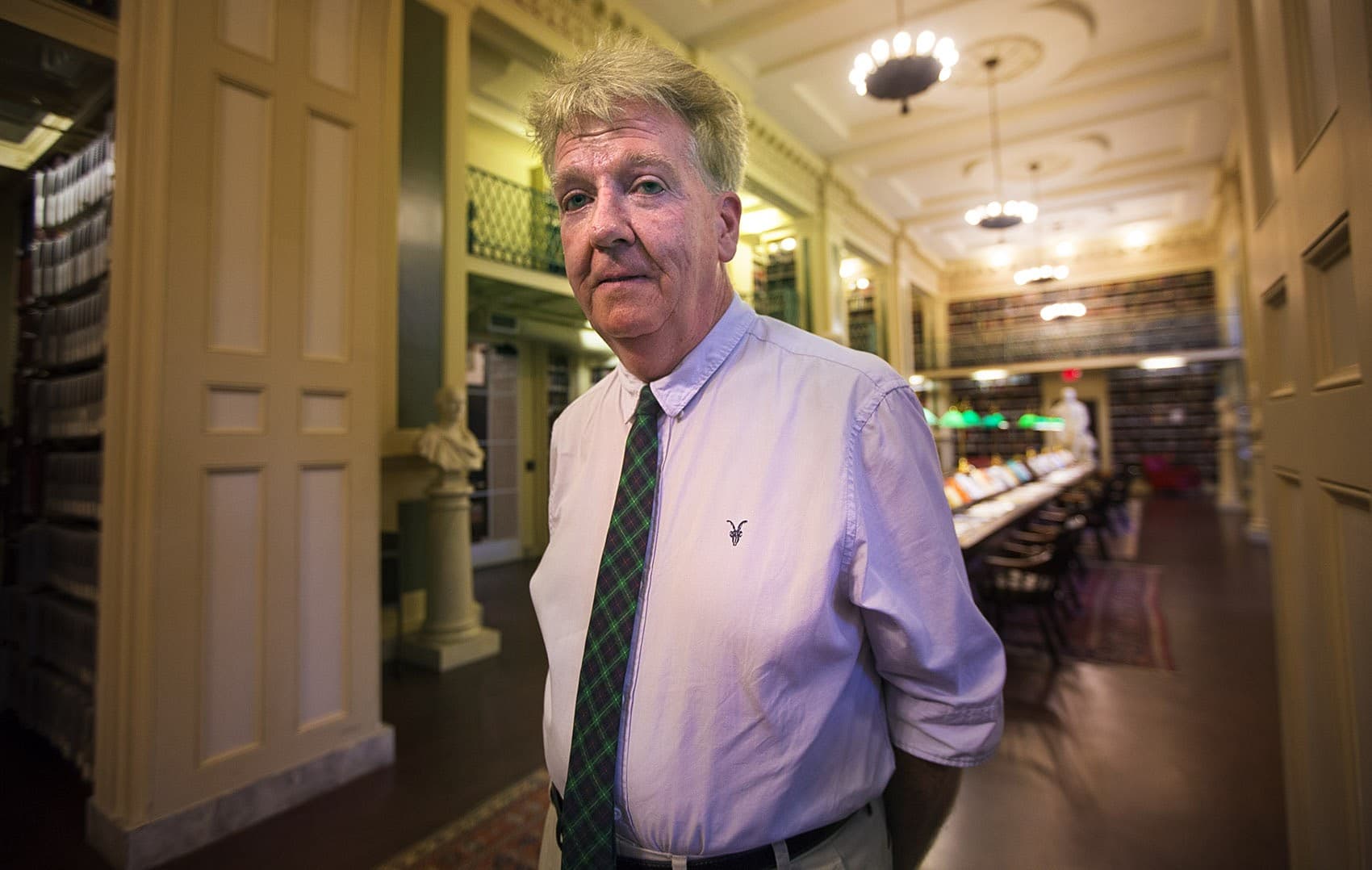 Donald Trump supporter Patrick Walsh, a graduate of Boston College and Trinity College Dublin, says he believes Trump will win November's election by a large margin. (Jesse Costa/WBUR)