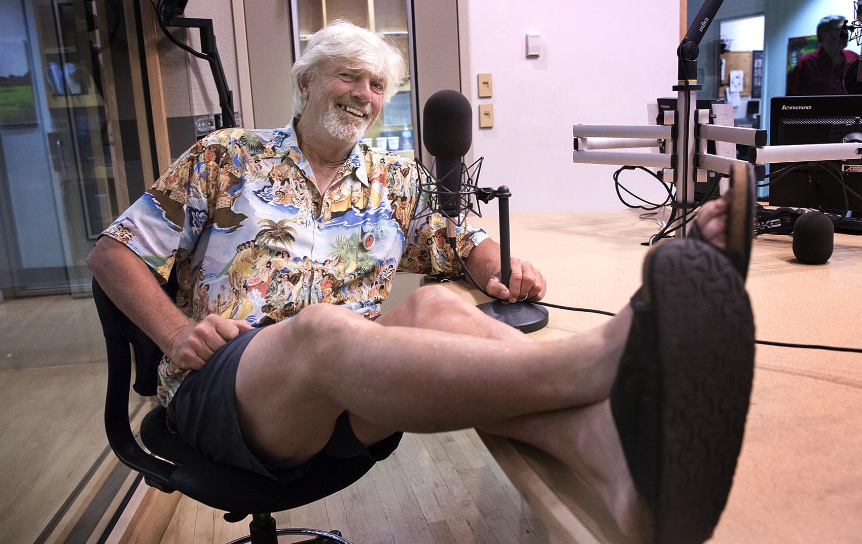 Bill Lee at the Here & Now studio. (Robin Lubbock/WBUR)