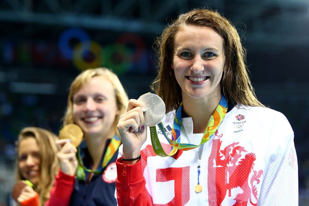 Jazz Carlin of Great Britain was pleased with her silver medal win in the women's 800m freestyle final. (Clive Rose/Getty Images)