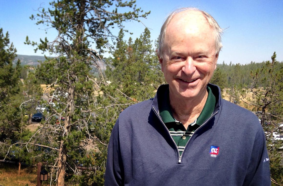 Stephen Mather McPherson, grandson of Stephen Mather, the first National Park Service director, at Yellowstone National Park. (Peter O'Dowd/Here & Now)