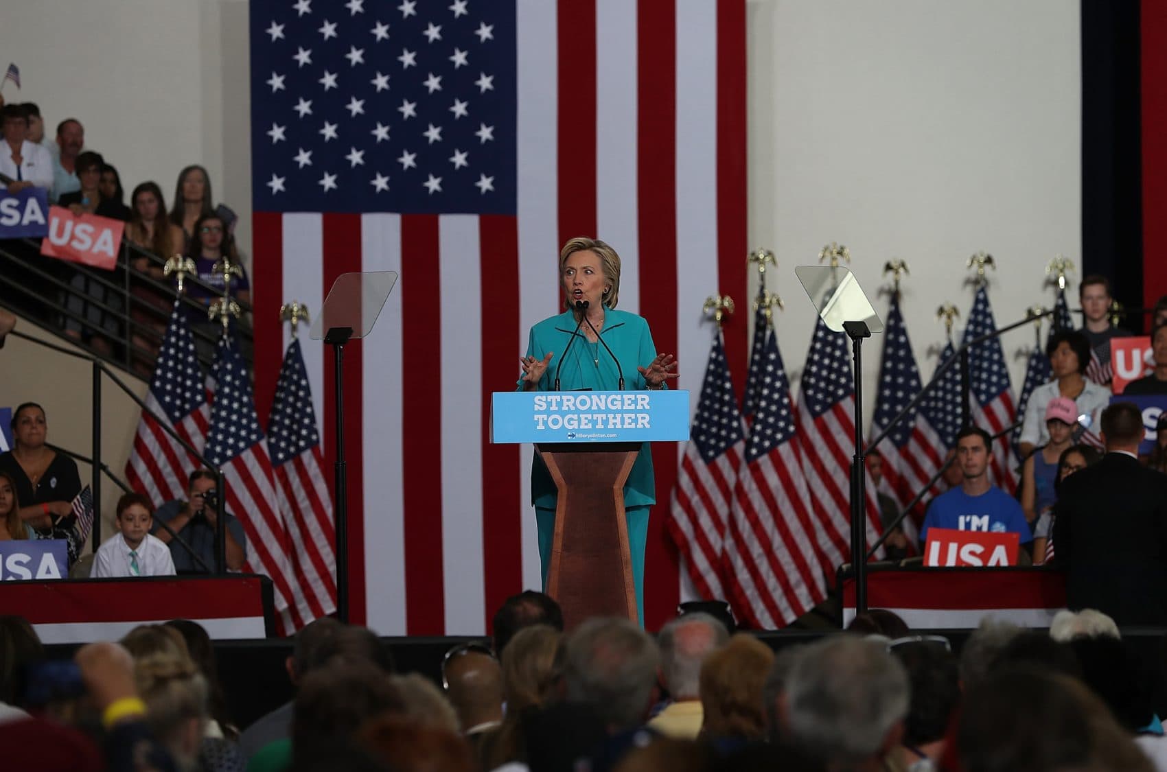 Democratic presidential nominee Hillary Clinton speaks during a campaign even at Truckee Meadows Community College on Aug. 25, 2016 in Reno, Nevada. (Justin Sullivan/Getty Images)