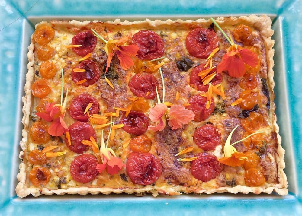Kathy's roasted tomato and corn tart. (Kathy Gunst for Here &amp; Now)