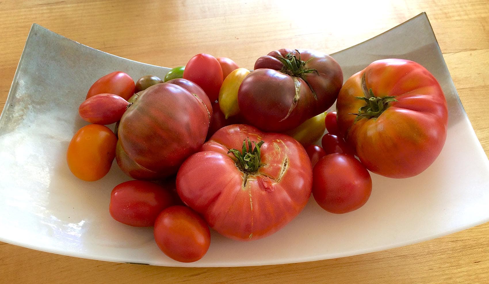 Fresh tomatoes from Kathy's garden. (Kathy Gunst for Here & Now)