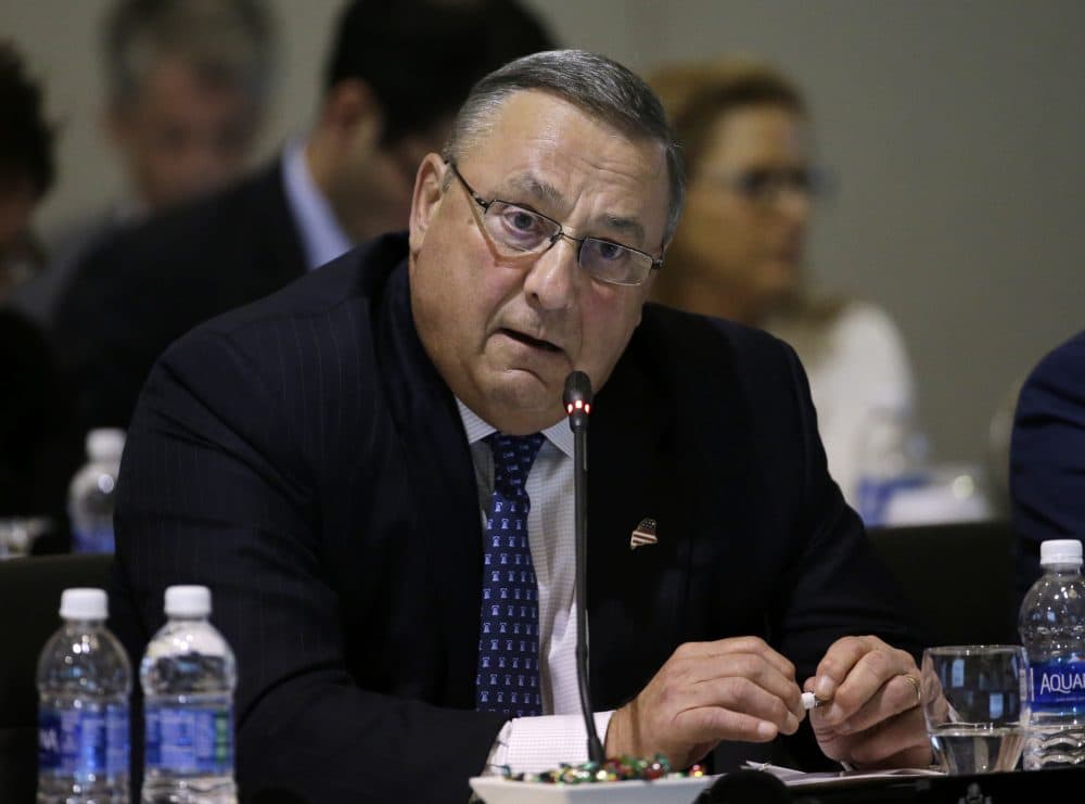 Maine Gov. Paul LePage speaks during a conference of New England's governors and eastern Canada's premiers to discuss closer regional collaboration, August 2016 in Boston. (Elise Amendola/AP)
