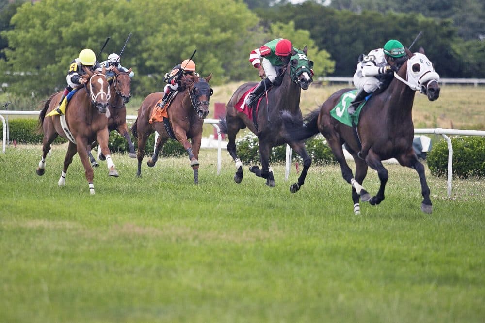 Horse racing at Suffolk Downs on July 9, one of only six days scheduled this year. Facing a drop-off in gambling, Suffolk Downs has announced plans to redevelop the track. (Courtesy of Lauren Owens/The Eye)