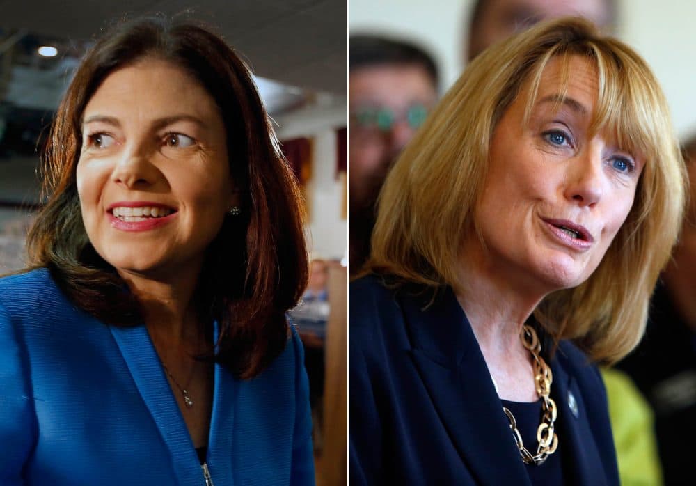 In a race that could determine which party controls the Senate, our new poll shows that New Hampshire Gov. Maggie Hassan, a Democrat, is leading incumbent Republican Sen. Kelly Ayotte by 10 points. (AP file photos)