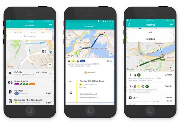 Screenshot of Moovel app. (Courtesy MBTA)