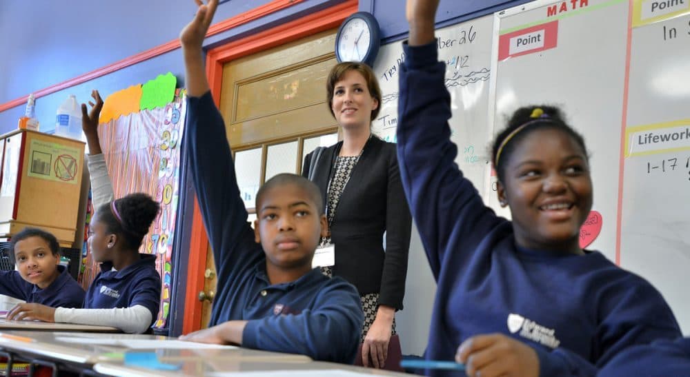 Students at Boston's Brooke Charter School participate in class. (Josh Reynolds/AP)