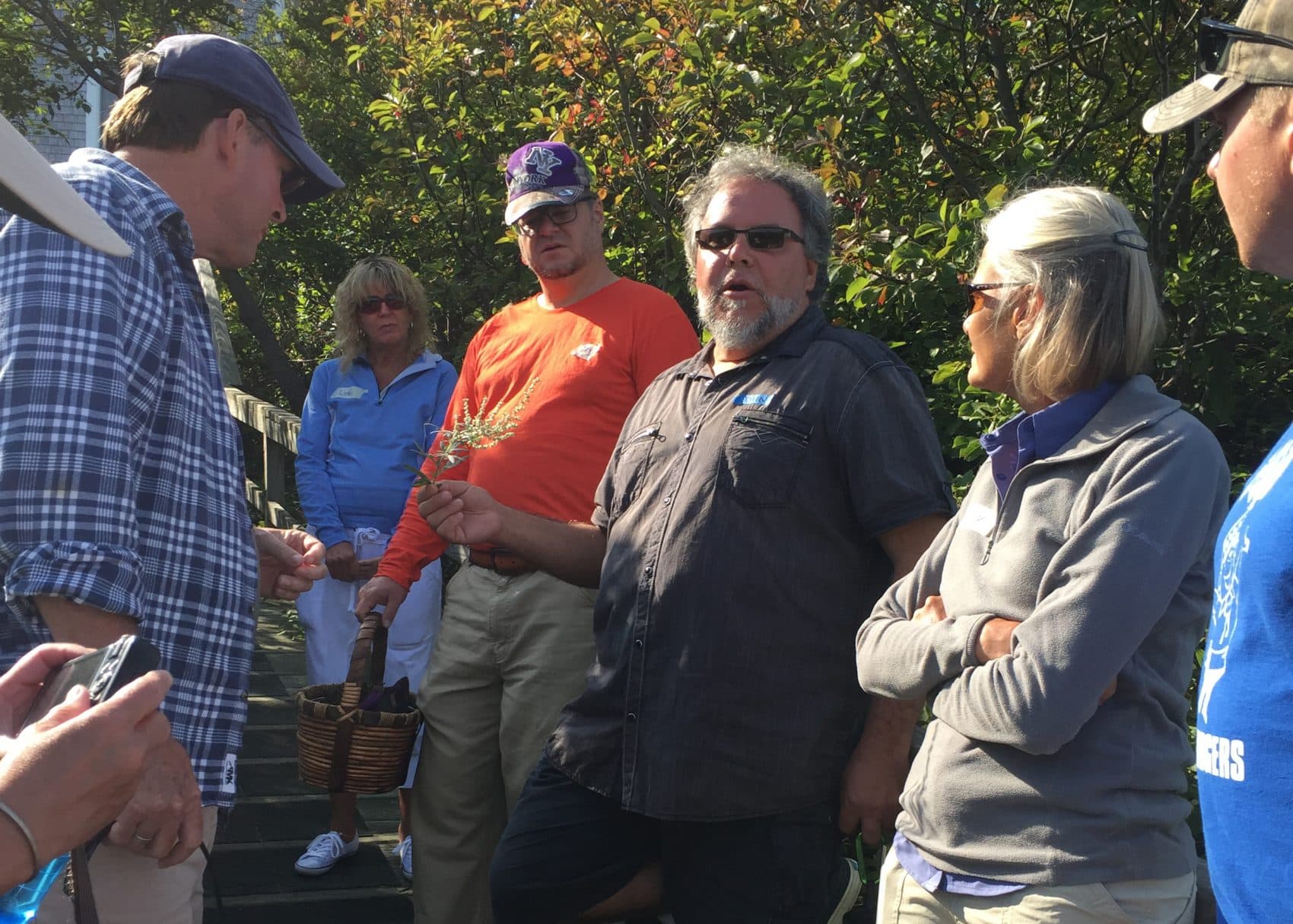 John Forti, director of horticulture and education at Massachusetts Horticultural Society, leads a foraging expedition on Appledore Island. (Courtesy Amy Sherwood)