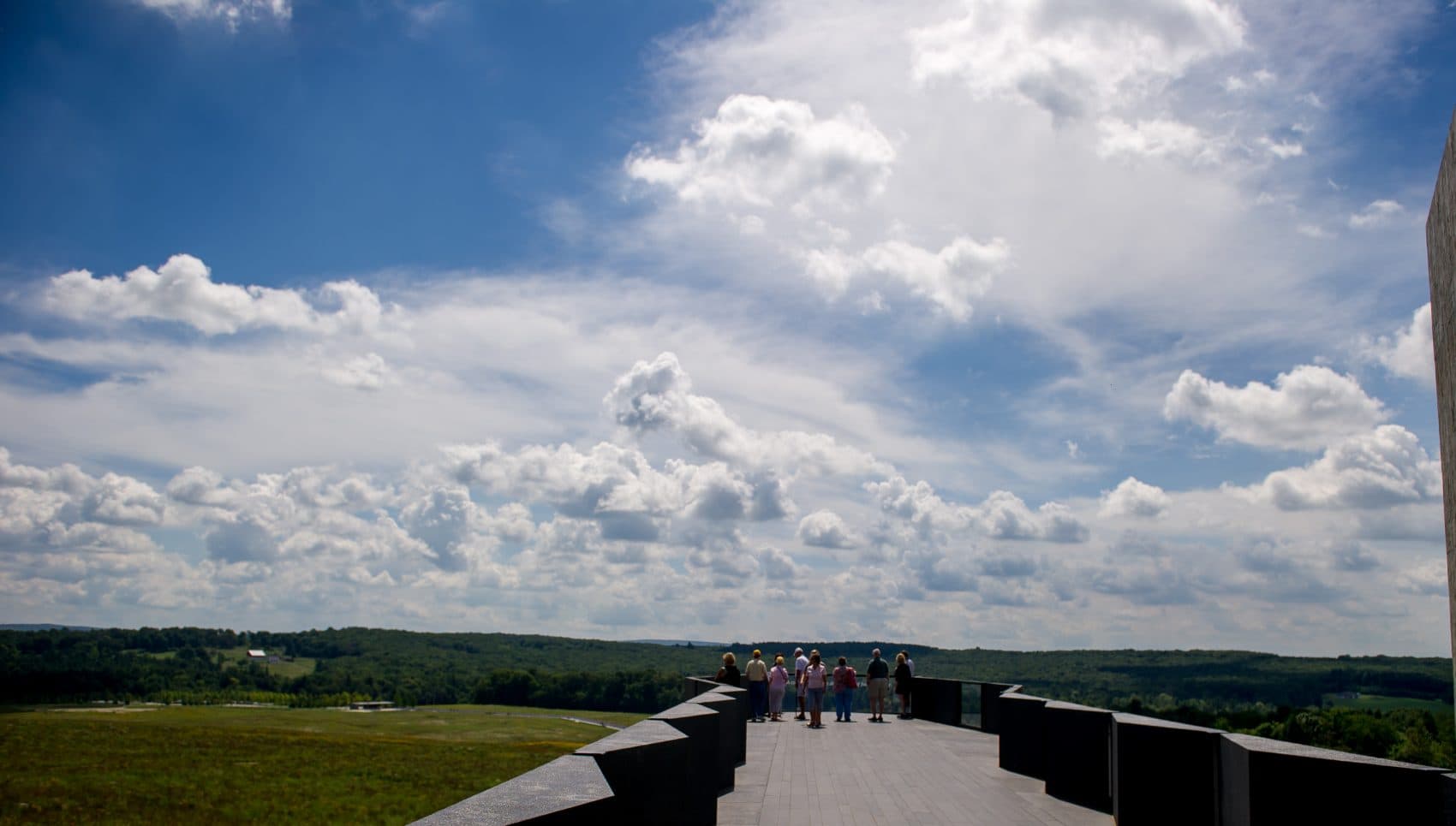 Visitors look over the flight path of Flight 93 at the Flight 93 National Memorial in Shanksville, Penn., on Aug. 19, 2016. (Jeff Swensen/Getty Images)