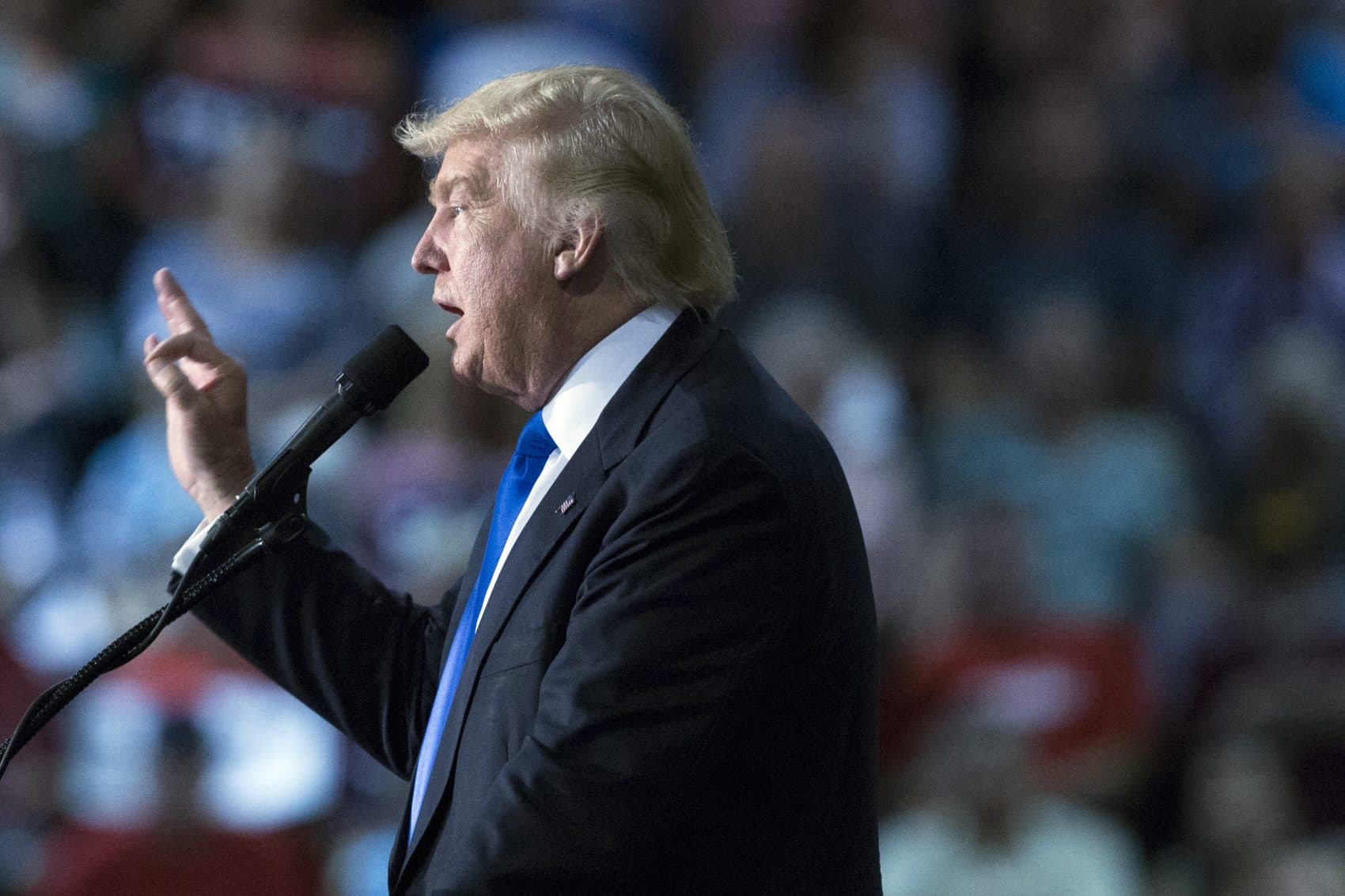 Republican presidential candidate Donald Trump speaks during a campaign rally on Tuesday, Sept. 20, 2016, in Kenansville, N.C. (Evan Vucci/AP)