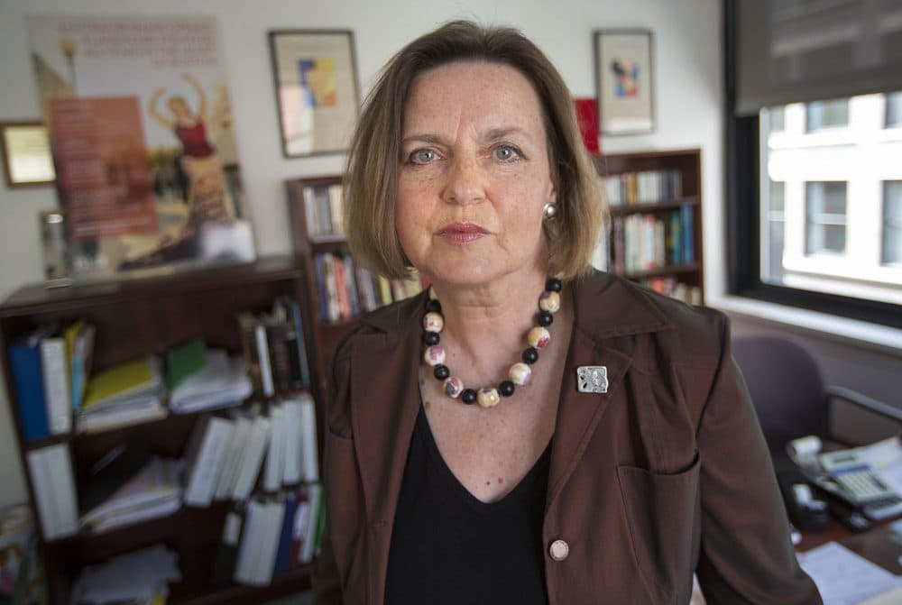 Esther Nelson, general and artistic director of Boston Lyric Opera, at the company's office in Boston. (Jesse Costa/WBUR)