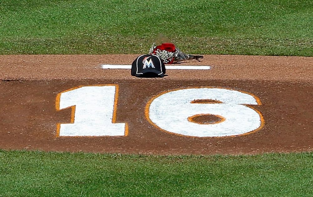 The pitching mound in Miami after the death of pitcher Jose Fernandez. (Joe Skipper/Getty Images)