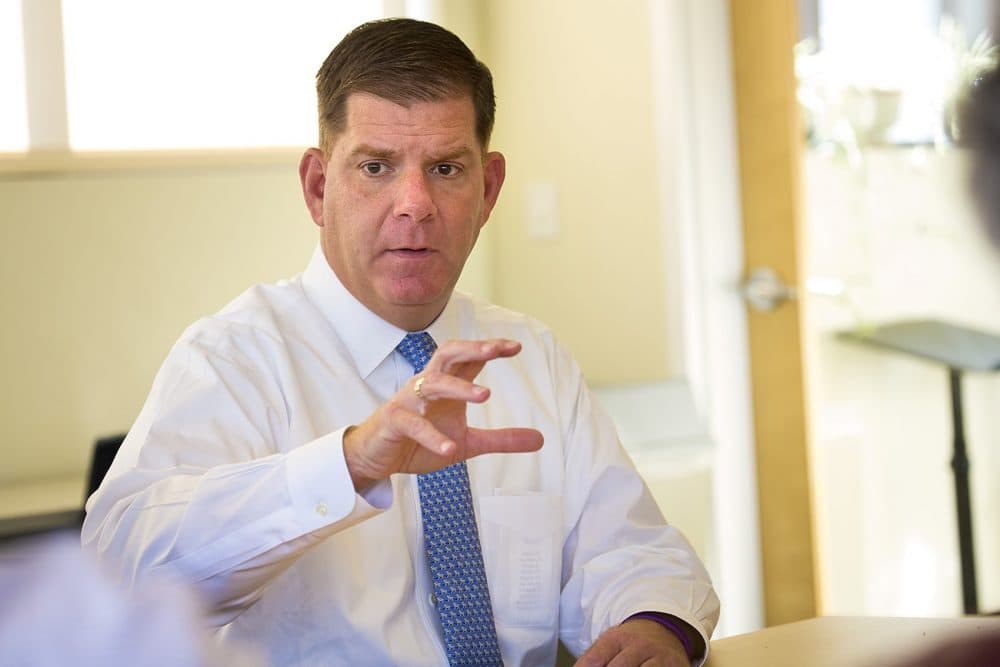 Boston Mayor Marty Walsh speaks at WBUR. (Jesse Costa/WBUR/File)