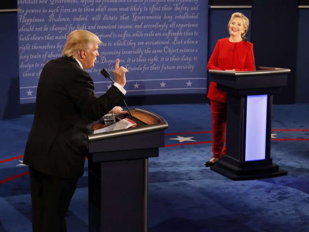 A new WBUR poll of likely New Hampshire voters finds they believe Hillary Clinton won Monday's presidential debate against Donald Trump. (Rick T. Wilking/Pool/AP)