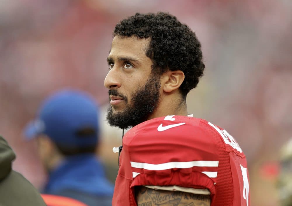 A veteran, Andrew Carleen argues that the NFL player's refusal to stand during the national anthem isn’t an insult to America's troops. Our country's shallow definition of what passes for patriotism is. 
Pictured: San Francisco 49ers quarterback Colin Kaepernick stands on the field during an NFL football game against the Atlanta Falcons in Santa Clara, Calif., in 2015. (Ben Margot/AP)