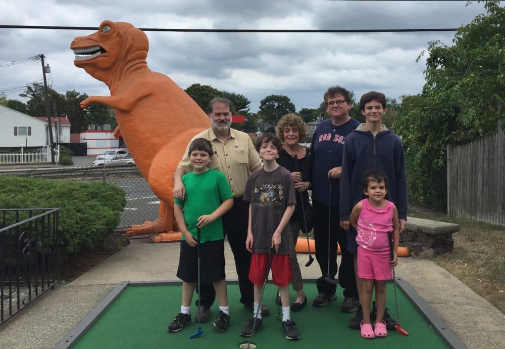The Garnick family is pictured at the famous sixth hole, “Dinosaur’s Cave,” Sept. 2016. (Courtesy of the author) 