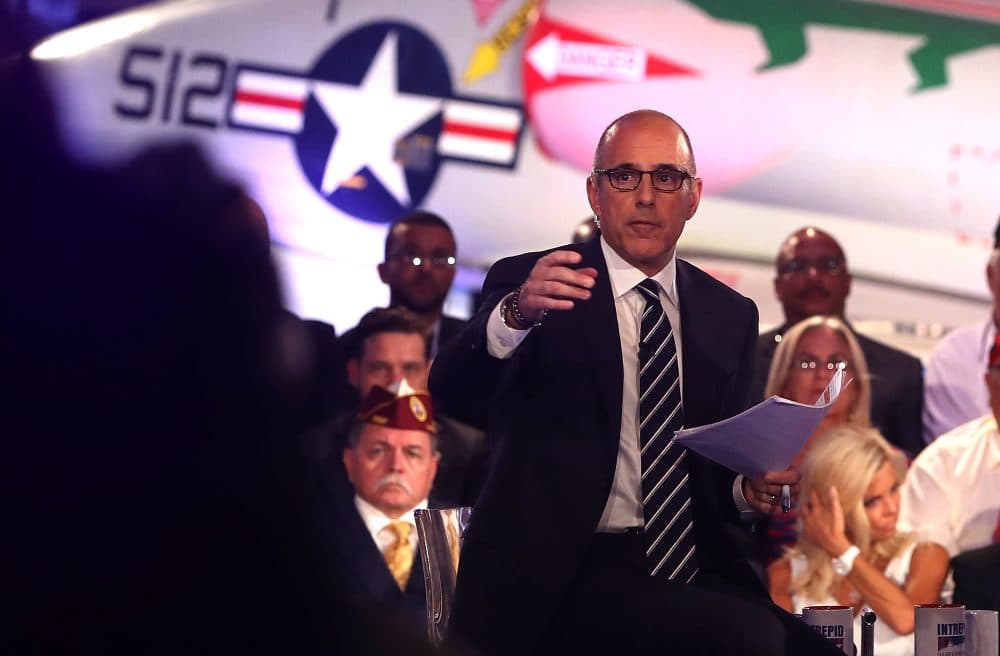 &quot;Today&quot; show host Matt Lauer looks on during the NBC News Commander-in-Chief Forum with Democratic presidential nominee, former Secretary of State Hillary Clinton on Sept. 7, 2016 in New York City. (Justin Sullivan/Getty Images)