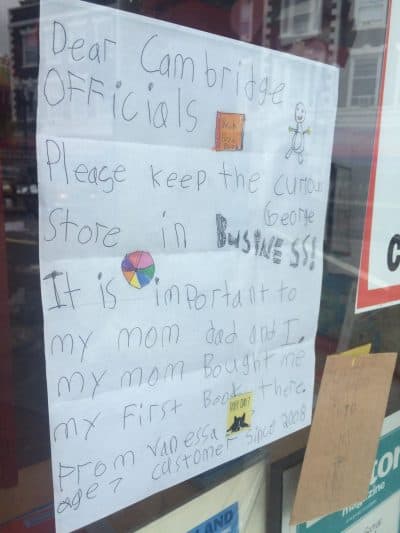 A plea to save the Curious George Store from Vanessa, age 7, a customer &quot;since 2008.&quot; (Courtesy of Alex Green)