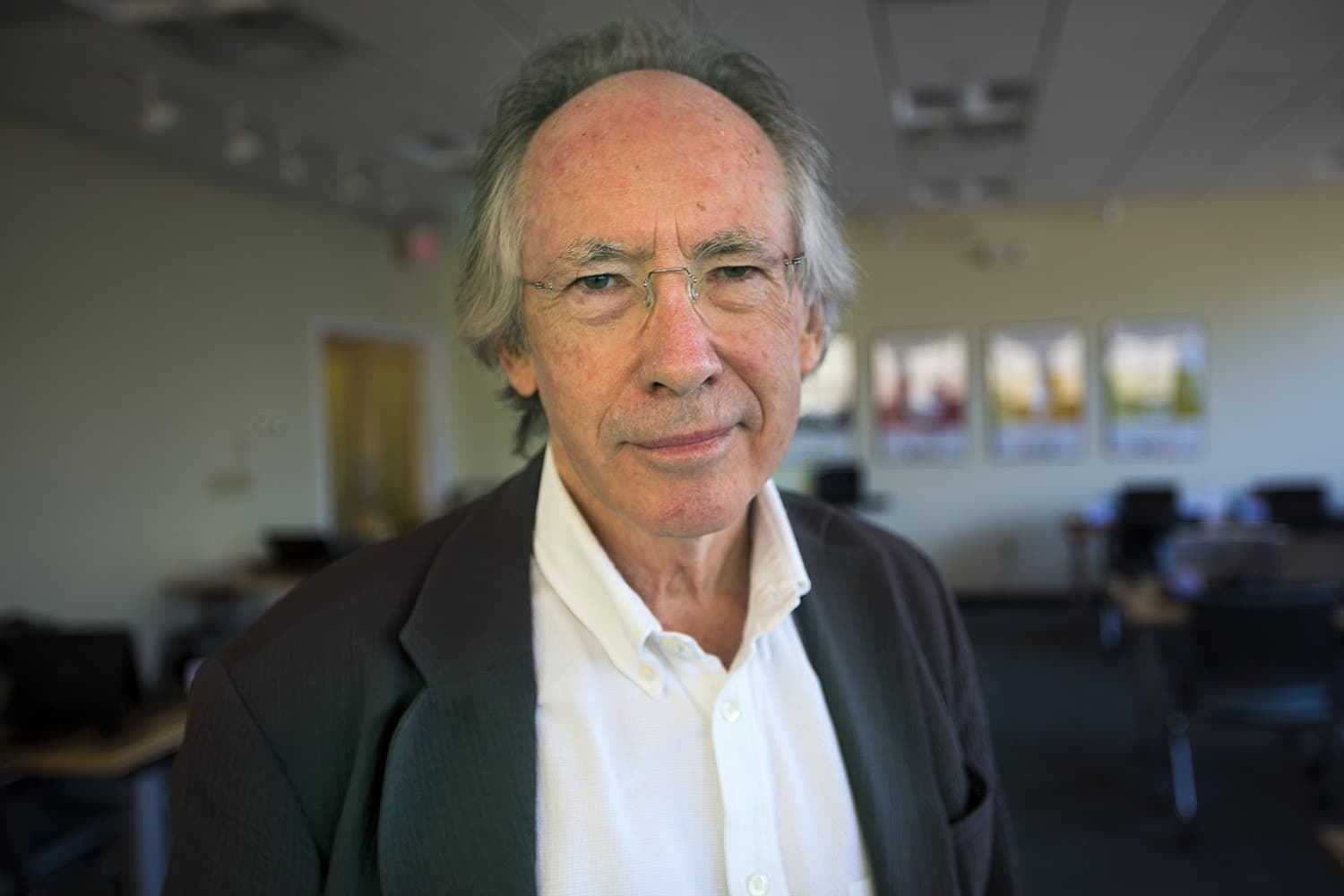 Novelist and author Ian McEwan, pictured in the WBUR offices on Wednesday, September 21, 2016. (Jesse Costa/WBUR)